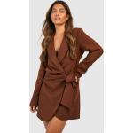 Robes Boohoo marron chocolat à manches longues à manches longues Taille XL pour femme en promo 
