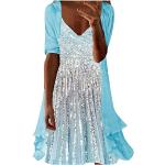 Robes de bal longues de mariée bleues imprimé africain en dentelle à manches longues à col roulé Taille S plus size style bohème pour femme 