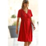 Robes évasées rouges en toile à motif papillons à manches courtes à col en V Taille XL pour femme en promo 