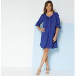 Robes évasées bleues en viscose à col en V Taille 3 XL pour femme 