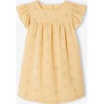 Robes à manches courtes Vertbaudet jaune pastel à effet froissé en coton Taille 7 ans pour fille en promo de la boutique en ligne Vertbaudet.fr 