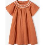 Robes à manches courtes Vertbaudet marron caramel en coton à motif papillons Taille 4 ans pour fille de la boutique en ligne Vertbaudet.fr 