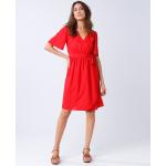 Robes cache-coeur rouges en polyester à motif papillons à manches courtes à col en V Taille 3 XL pour femme en promo 