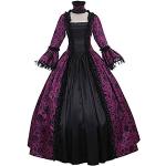 Robes de soirée longues violettes en dentelle Taille XL plus size look médiéval pour femme 