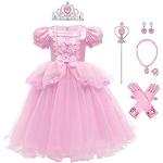 Robe Cendrillon pour petite fille - costume de princesse Sofia, Raiponce - robe de conte de fées pour cosplay, Halloween, carnaval - avec accessoires - rose 3 (3 à 4 ans)