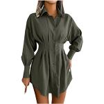 Robes chemisier vert d'eau à rayures smockées sans manches Taille XL look militaire pour femme 