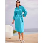 Robes évasées Rick Cardona turquoise à mancherons à col rond Taille XL look fashion pour femme 