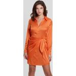Robes Guess orange en satin avec noeuds à manches longues Taille S classiques pour femme 