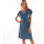 Robes à imprimés bleues en viscose à manches courtes à col en V Taille S pour femme en promo 