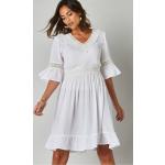 Robes d'été blanches en coton smockées à col en V Taille 3 XL pour femme en promo 