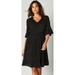 Robes d'été noires en coton smockées à col en V Taille 3 XL pour femme en promo 