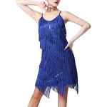 Vêtements de danse bleus à franges sans manches Taille 3 XL look fashion pour femme 