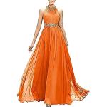 Robes de bal longues de demoiselle d'honneur orange en mousseline sans manches à épaules dénudées Taille XXS plus size look fashion pour femme 