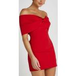 Robes de soirée courtes rouges en fibre synthétique sans manches à épaules dénudées look fashion pour femme 