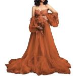 Robes de bal longues de mariée orange en tulle longues à épaules dénudées Taille M plus size look fashion pour femme 