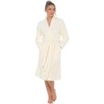Robe de chambre longue en polaire pour femme Motif ours en peluche, crème, XL