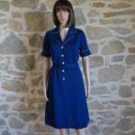 Robes vintage bleu marine en polyester à manches courtes Taille XS petite look vintage pour femme 