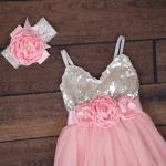 Robes de demoiselle d'honneur rose bonbon en tulle à sequins pour fille de la boutique en ligne Etsy.com 
