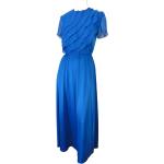 Robes vintage bleu roi en polyester à volants à col rond look fashion pour femme 
