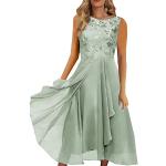 Robes longues bohèmes de mariée vertes à fleurs à sequins midi à manches courtes à col rond Taille XXL plus size romantiques pour femme 