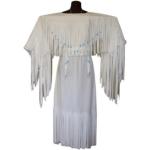 Robes longues de mariée blanches en cuir à franges à manches longues à manches longues pour femme 