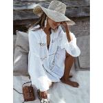Robes de plage blanches en dentelle style bohème pour femme en promo 