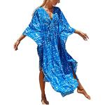 Robes de plage bleues à manches courtes Tailles uniques plus size look fashion pour femme 
