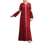 Robes d'été rouges en satin à manches longues Taille 5 XL plus size look casual pour femme 