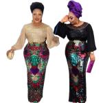 Robes vintage multicolores imprimé africain à sequins à motif Afrique maxi style ethnique pour femme en promo 