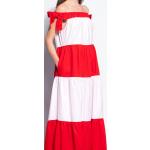 Robes d'été rouges maxi à manches courtes Taille S look color block pour femme 