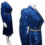 Robes en velours de soirée bleus saphir tressées en velours à col bénitier Taille L pour femme 
