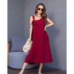 Robes d'été rouges à col asymétrique Taille XL plus size look casual pour femme 