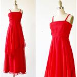 Robes en soie rouges en mousseline Taille 3 XL petite look vintage pour femme 