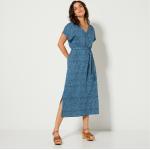 Robes bleues en viscose à manches courtes à manches courtes à col en V Taille XL pour femme en promo 