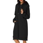 Robes d'été de soirée d'automne noires à capuche midi à manches longues à col rond Taille XL look fashion pour femme 