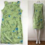 Robes fleuries vert clair à fleurs en coton lavable en machine Taille S petite look vintage pour femme 