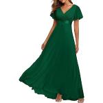 Robes de bal longues de mariée vertes à fleurs en cuir à volants midi Taille XXL plus size look fashion pour femme 