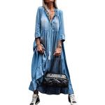 Robes d'été bleus clairs maxi à manches longues Taille XS classiques pour femme 