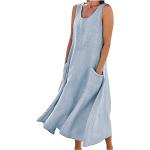 Robes de bal longues bleus clairs à fleurs en mousseline maxi sans manches Taille 4 XL plus size look casual pour femme 