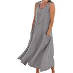 Robes en dentelle vintage grises maxi sans manches Taille S plus size style bohème pour femme 
