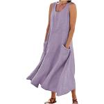 Robes en dentelle vintage violettes à fleurs maxi sans manches Taille 3 XL plus size look fashion pour femme 