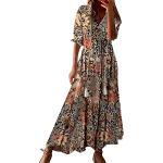 Robes en dentelle vintage de demoiselle d'honneur kaki à fleurs en satin à sequins midi Taille XL plus size look Pin-Up pour femme 