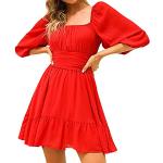 Robes vintage pin up de mariée rouge bordeaux en mousseline à volants maxi Taille XS plus size look Pin-Up pour femme 