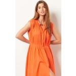Robes d'été Etam orange corail en coton smockées bio éco-responsable sans manches à col rond Taille S style bohème pour femme 