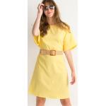 Robes d'été jaunes en polyester à motif bateaux à manches courtes à col bateau Taille L pour femme 