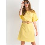 Robes d'été jaunes en polyester à motif bateaux à manches courtes à col bateau Taille XL pour femme 