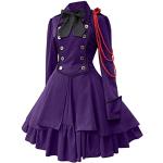 Robes longues bohèmes violettes en mousseline midi Taille 5 XL plus size look médiéval pour femme 