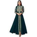 Robes en soie bleu canard imprimé Indien au genou Taille L style ethnique pour femme 