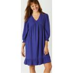 Robes évasées bleues en polyester à manches trois-quart Taille 3 XL pour femme en promo 