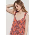 Robes d'été Etam orange corail tropicales à motif palmier Taille S pour femme 